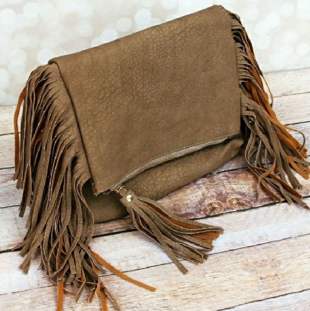Faux Leather Fringe clutch